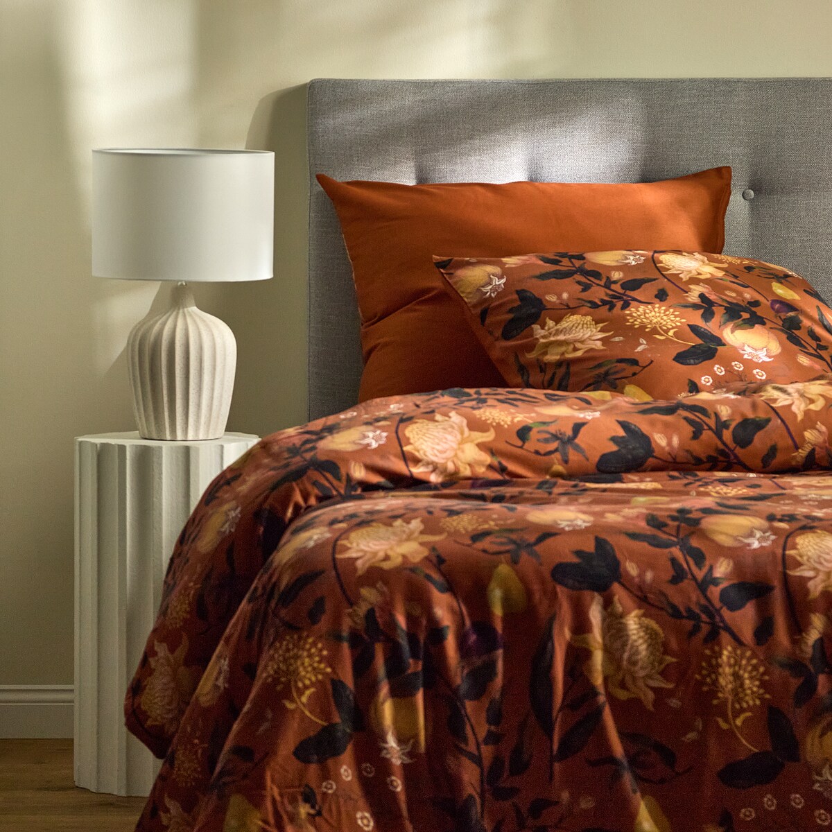 Pościel z bawełny satynowej Zitronett 160x200 cm z motywem owoców