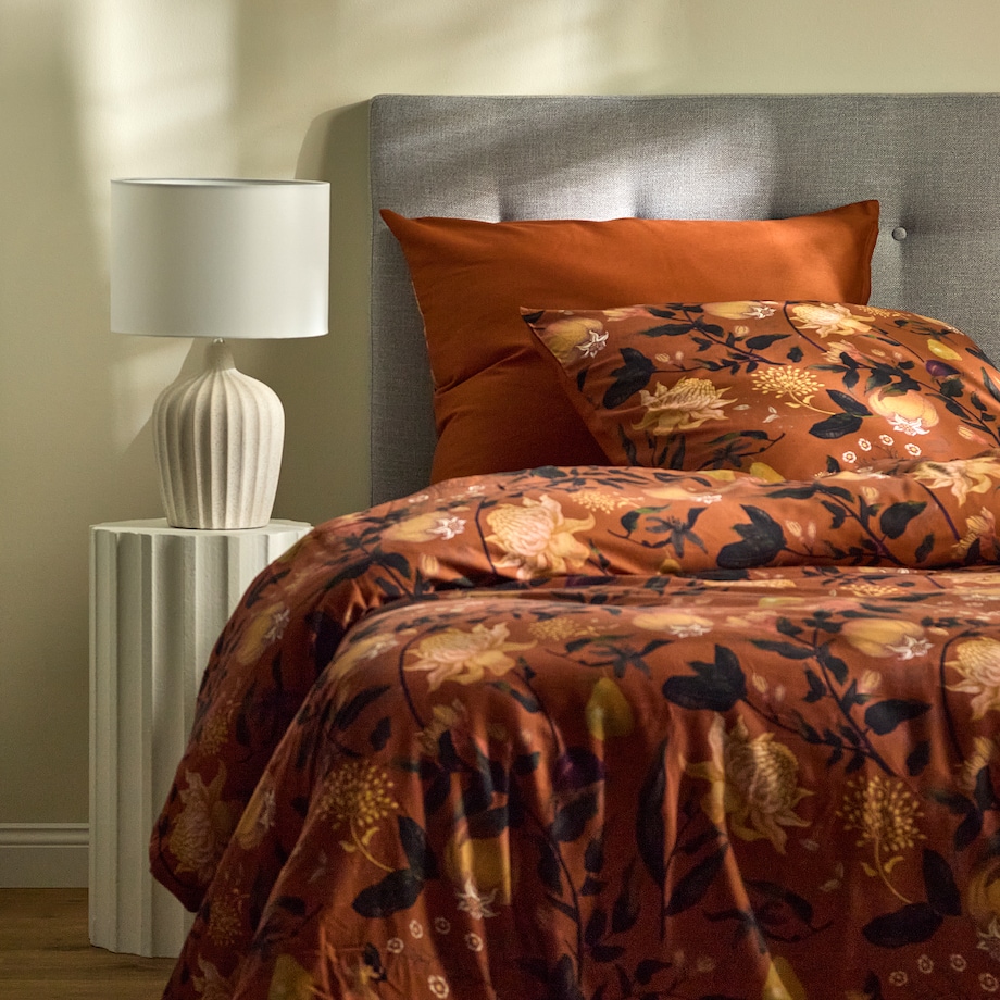 Pościel z bawełny satynowej Zitronett 160x200 cm z motywem owoców