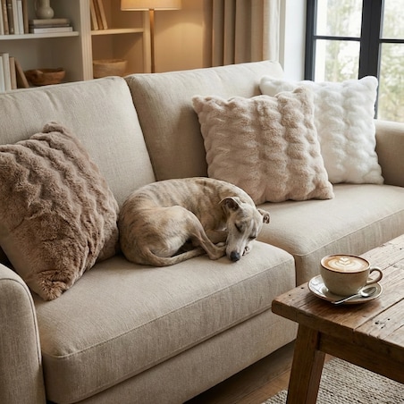 Poszewka Futrzana Pilora 45x45 cm z motywem geometrycznym