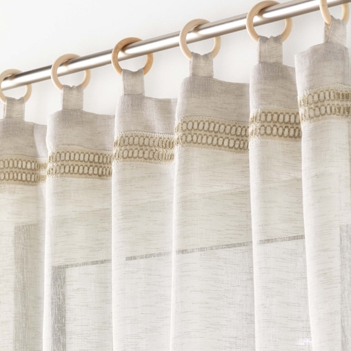 Firana na drewnianych kółkach MILEO, 140 x 240 cm