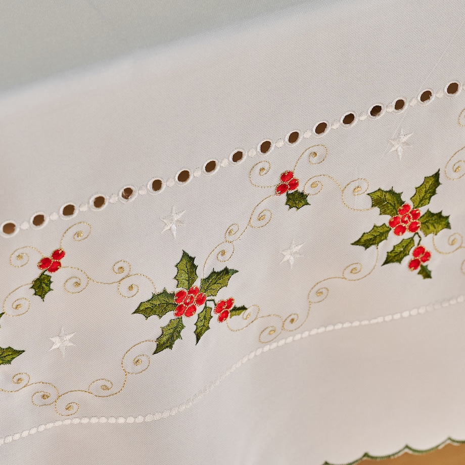 Obrus Haftowany Merrila 147x220 cm z motywem gwiazdy betlejemskiej