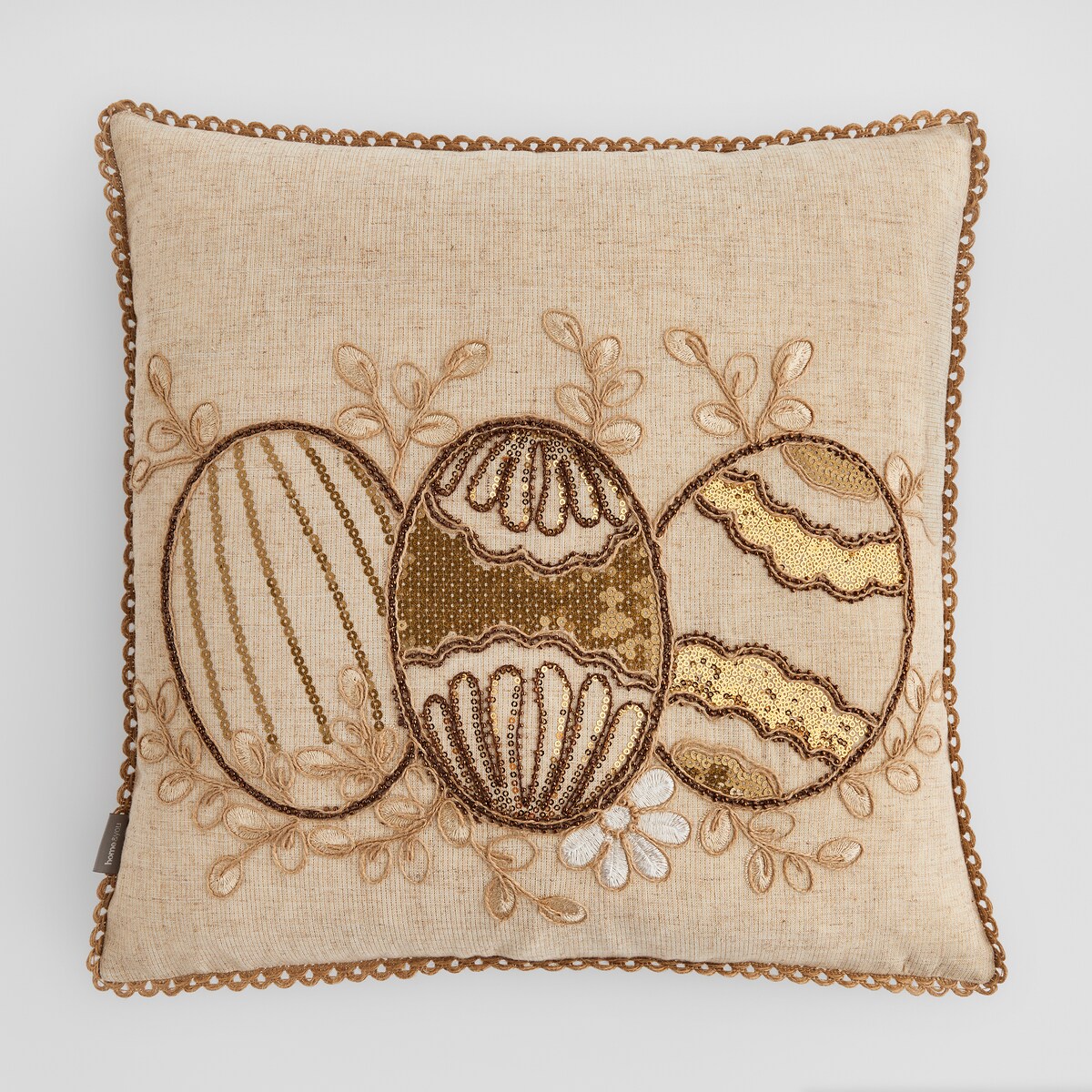 Poszewka Haftowana Oaken 45x45 cm z motywem jajka