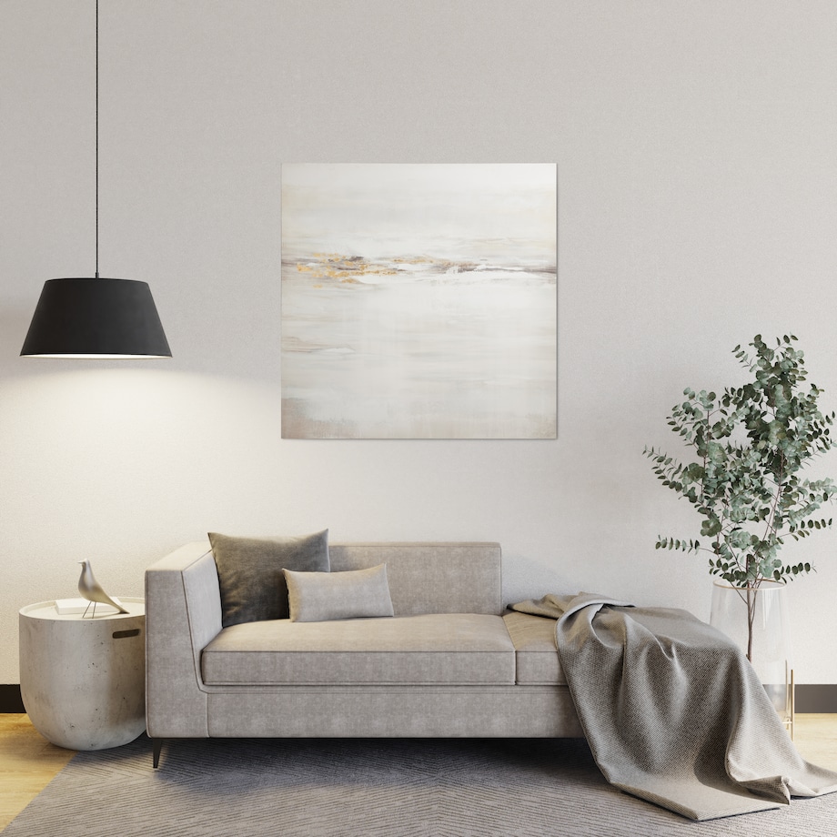 ręcznie zdobiony obraz na płótnie z elementami srebra ranis 100x100