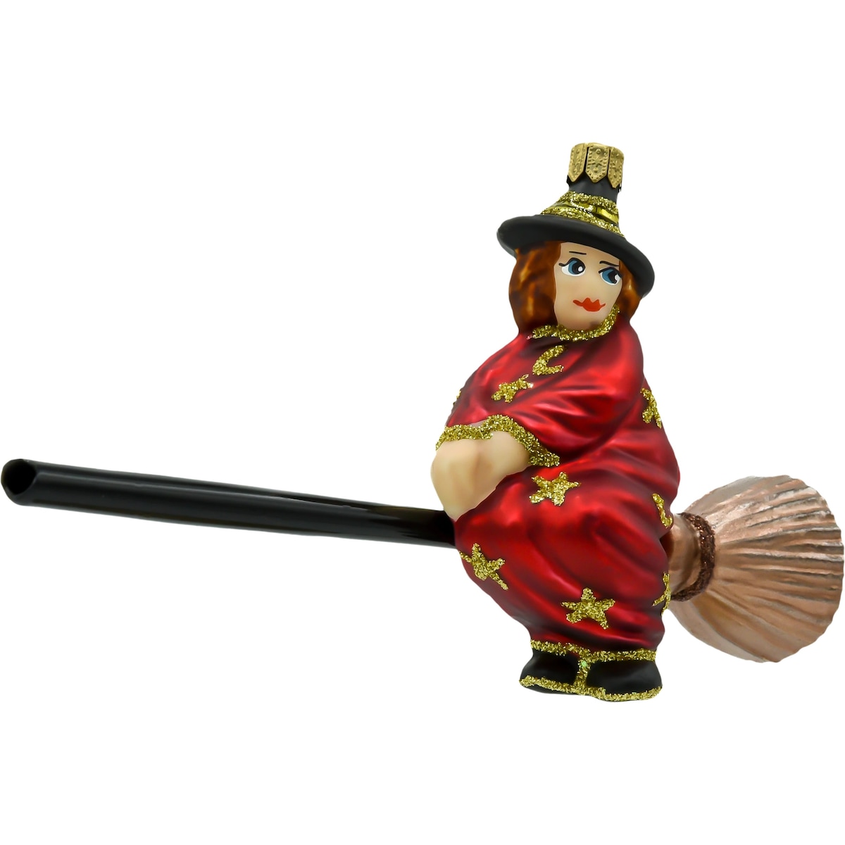 Bombka choinkowa: Czerwona Czarownica na Miotle