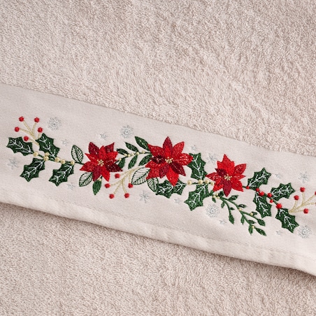 Ręcznik dekoracyjny Poinsetia 70x130 cm z motywem gwiazdy betlejemskiej