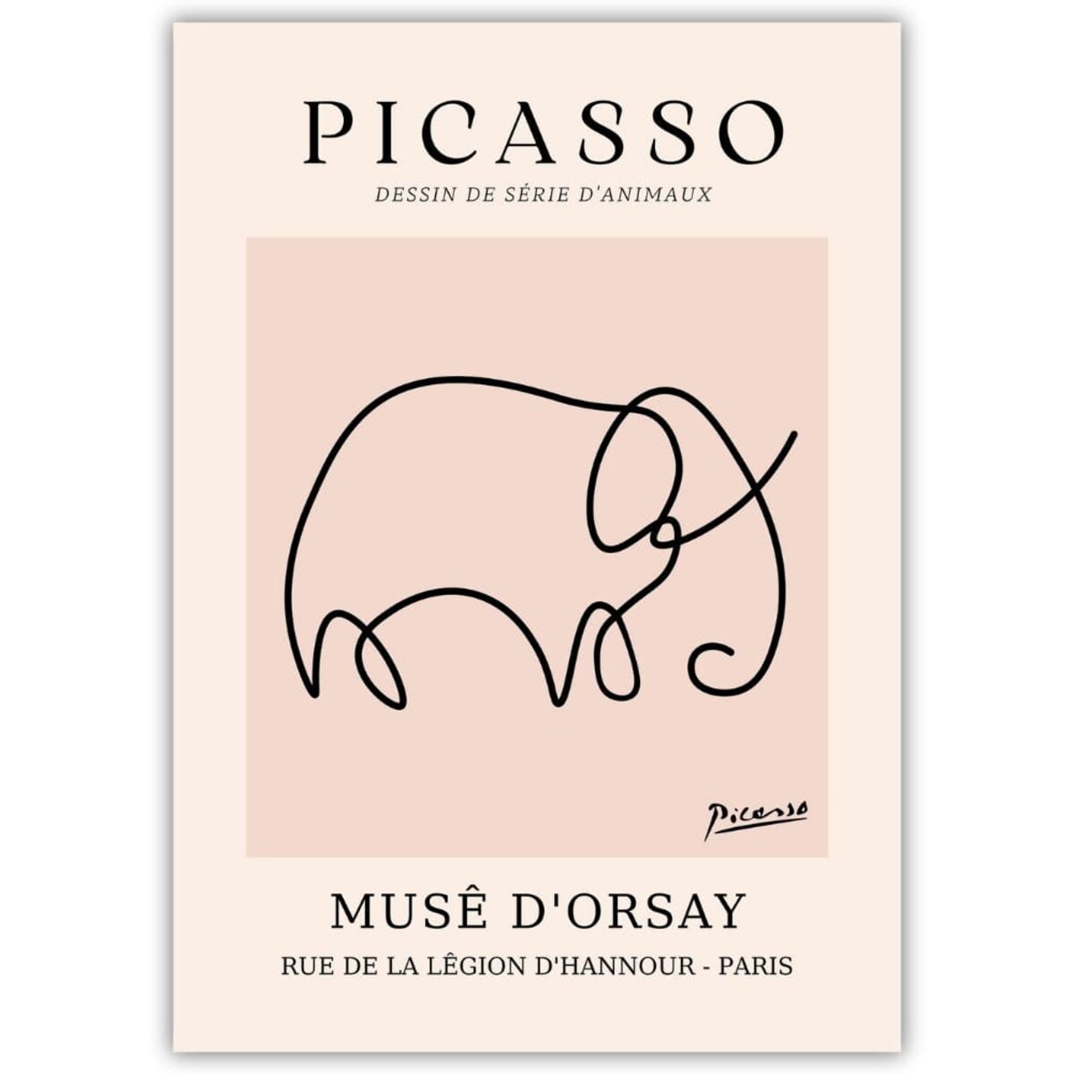 plakat picasso line art słoń 70x100