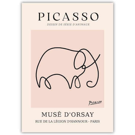 plakat picasso line art słoń 70x100