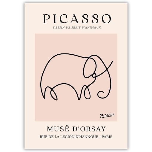 plakat picasso line art słoń 70x100