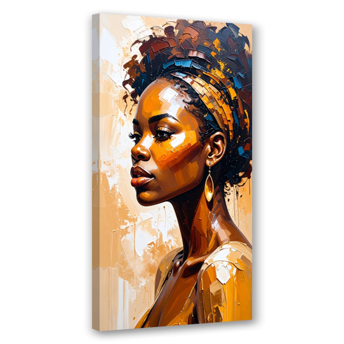 Feeby Obraz do salonu sypialni, Portret afrykańskiej kobiety glamour 40x80