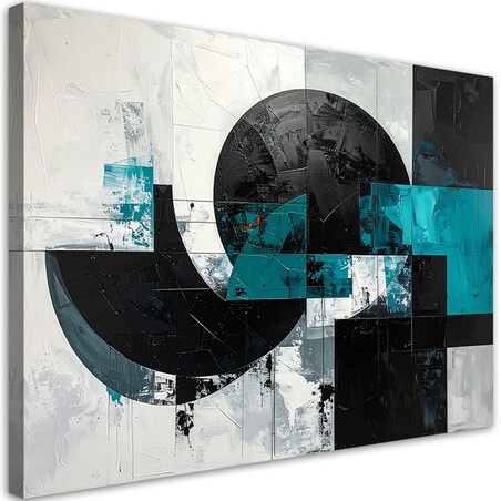 Obraz do salonu biura kuchni, Abstrakcyjne koła kształty turkusowy czarny