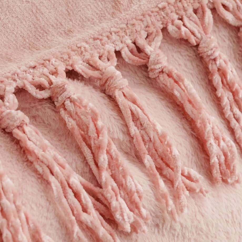 Jednokolorowy koc Tassels 130x170 cm