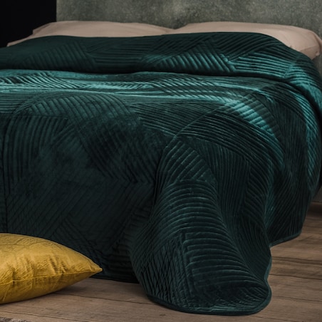 Narzuta Welwetowa w Przeszywany Geometryczny Wzór Minister 240x260 cm