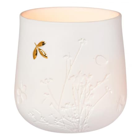 Świecznik Złoty listek, porcelana