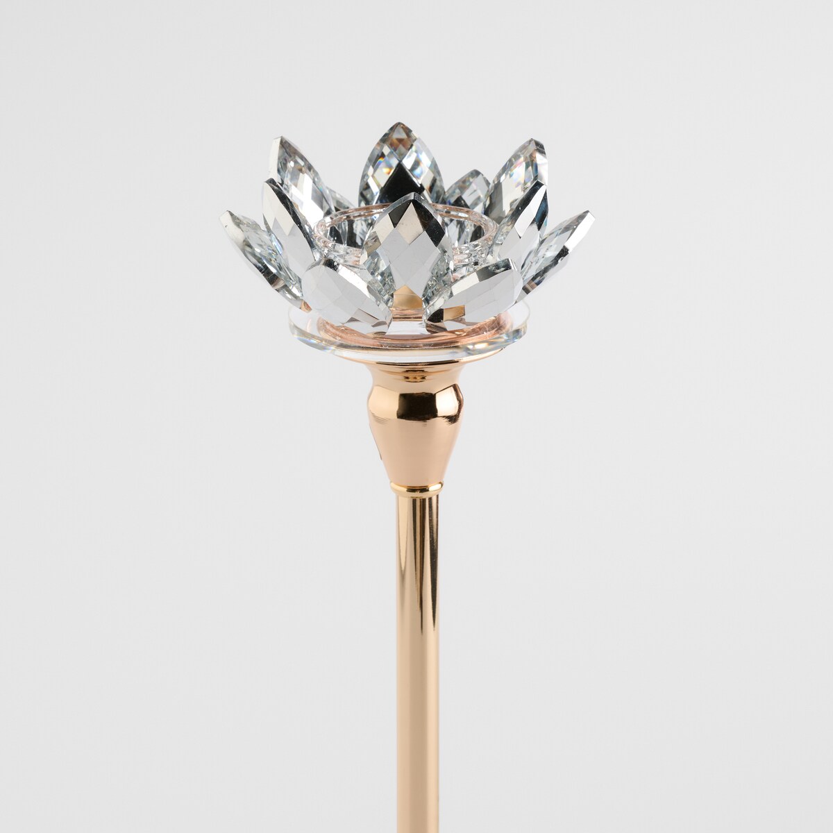 Świecznik Cristal shine long z motywem kwiatowym