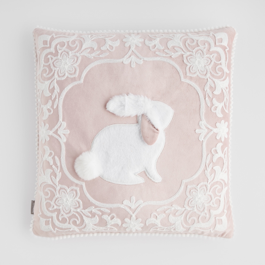 Poszewka Haftowana Blando 45x45 cm z motywem królika