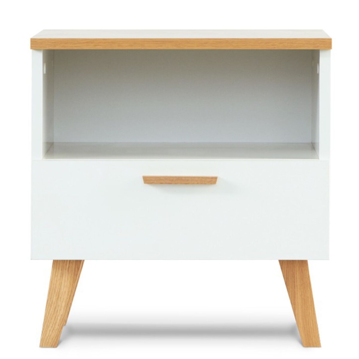 KONSIMO FRISK Biała szafka nocna w stylu skandynawskim