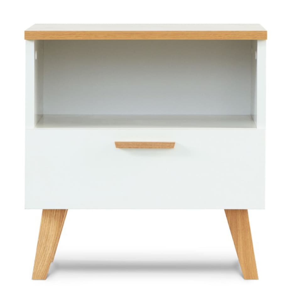 KONSIMO FRISK Biała szafka nocna w stylu skandynawskim