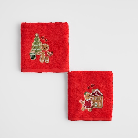 Komplet ręczników dekoracyjnych do twarzy lub rąk 2szt Ginno 30x50 cm z motywem piernika