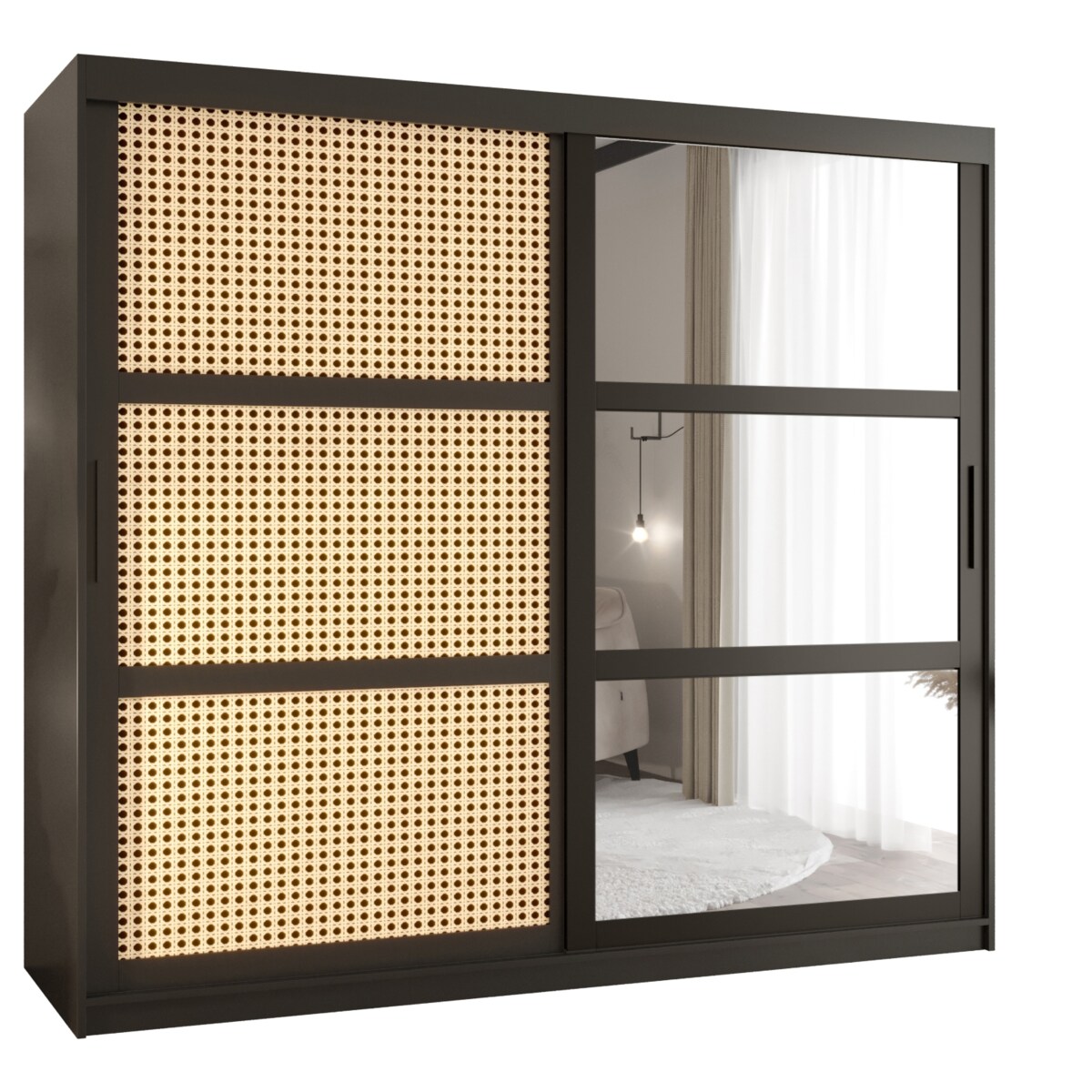 Szafa przesuwna Garderoba PLECIONKA WIEDEŃSKA 2 200 czarny