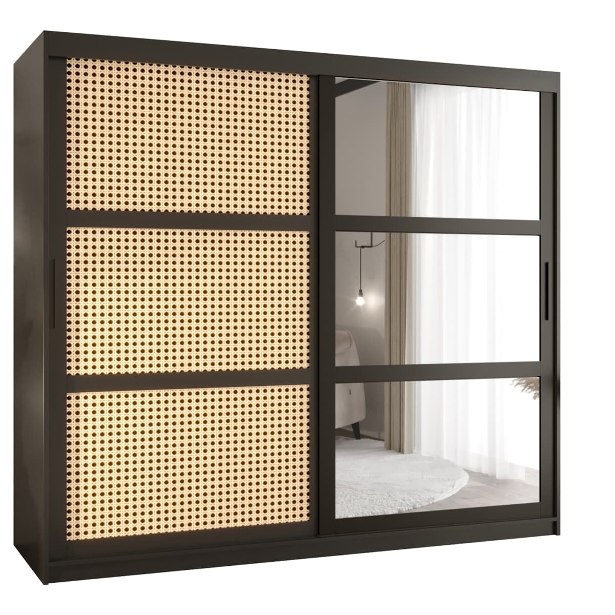 Szafa przesuwna Garderoba PLECIONKA WIEDEŃSKA 2 200 czarny