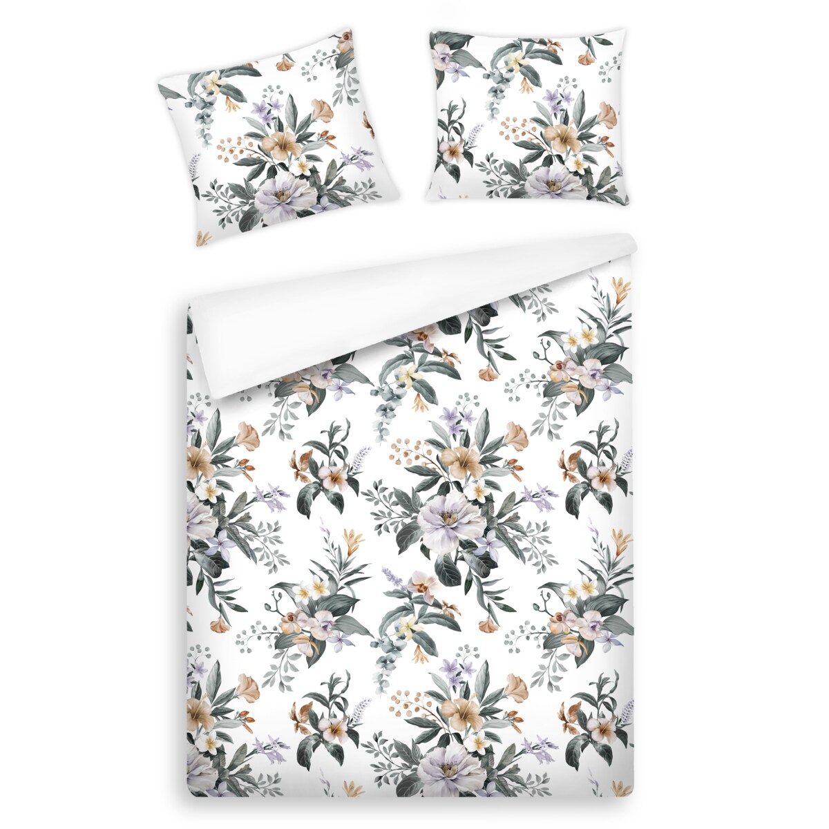 Pościel z bawełny satynowej Mariluna 160x200 cm z motywem tropikalnym