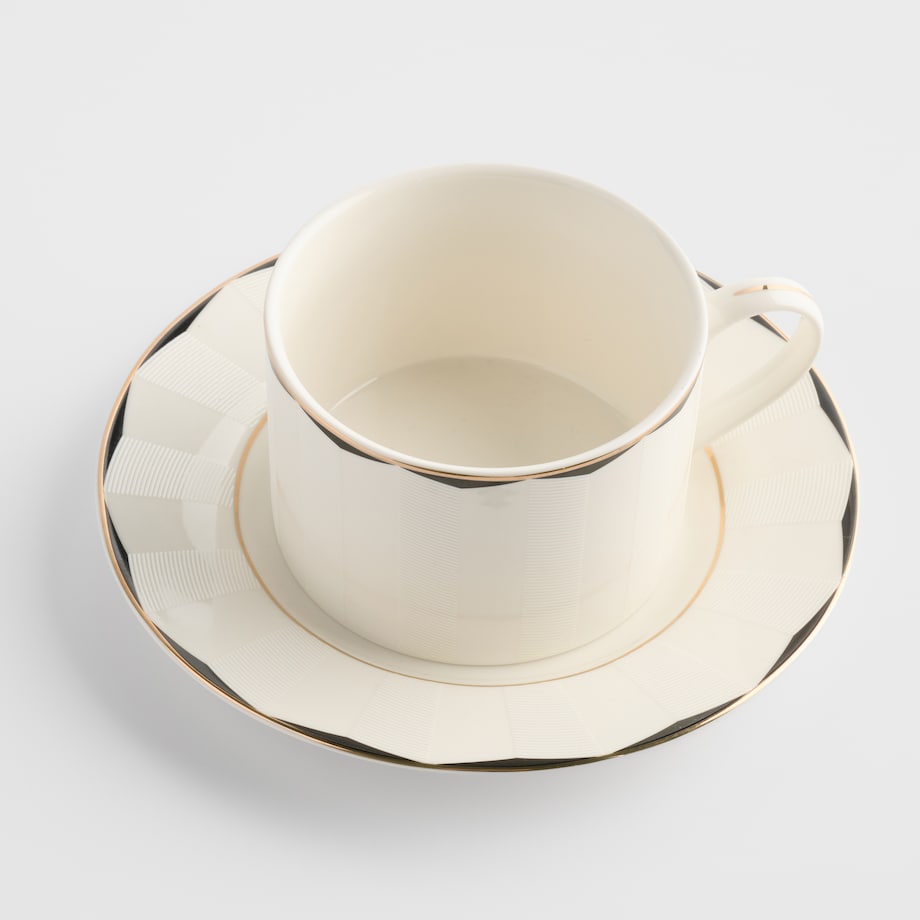 Filiżanka Ze Spodkiem Olea z motywem geometrycznym