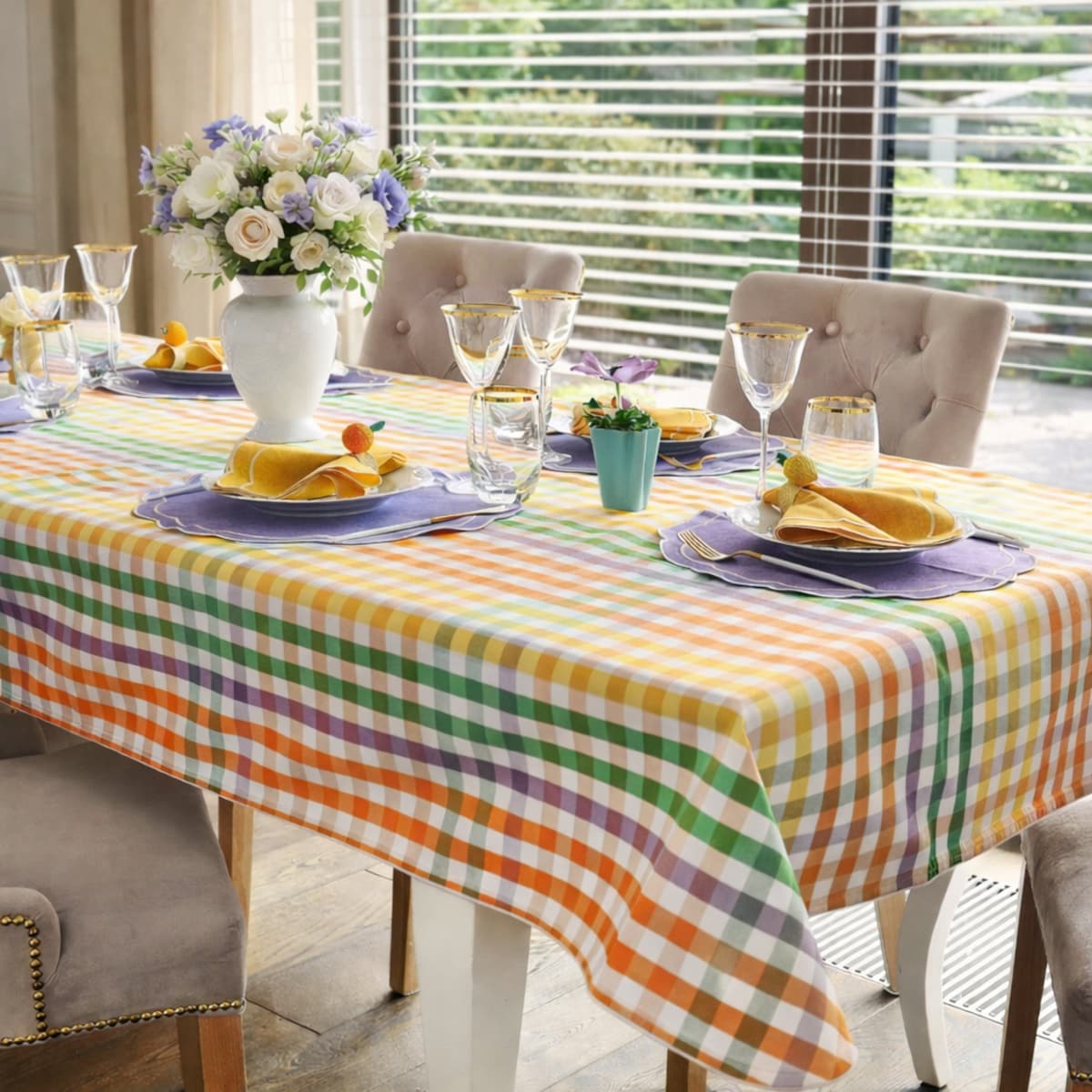 Obrus w drobną kratę Rainbow Gingham