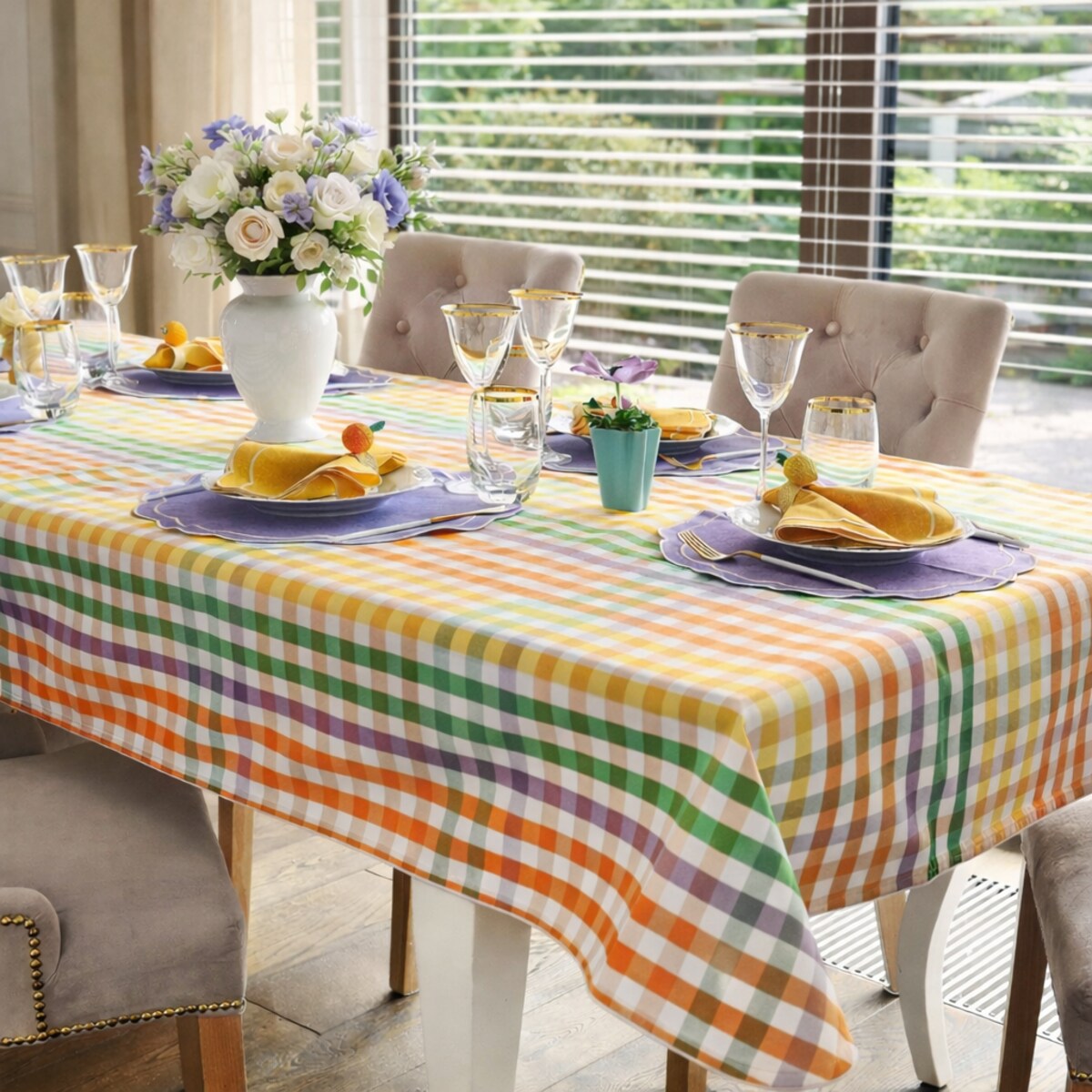 Obrus w drobną kratę Rainbow Gingham