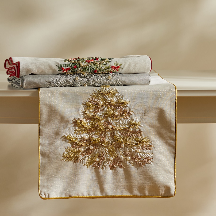 Bieżnik Haftowany Arvored 40x180 cm z motywem choinki