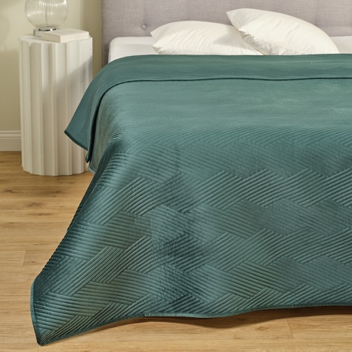 Jednokolorowa narzuta na łóżko z wytłoczonym wzorem geometrycznym Trialett 200x220 cm