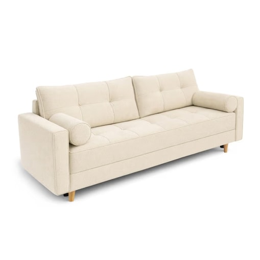 Kremowa Sofa Rozkładana z Funkcją Spania Kanapa Dwuosobowa LONAR