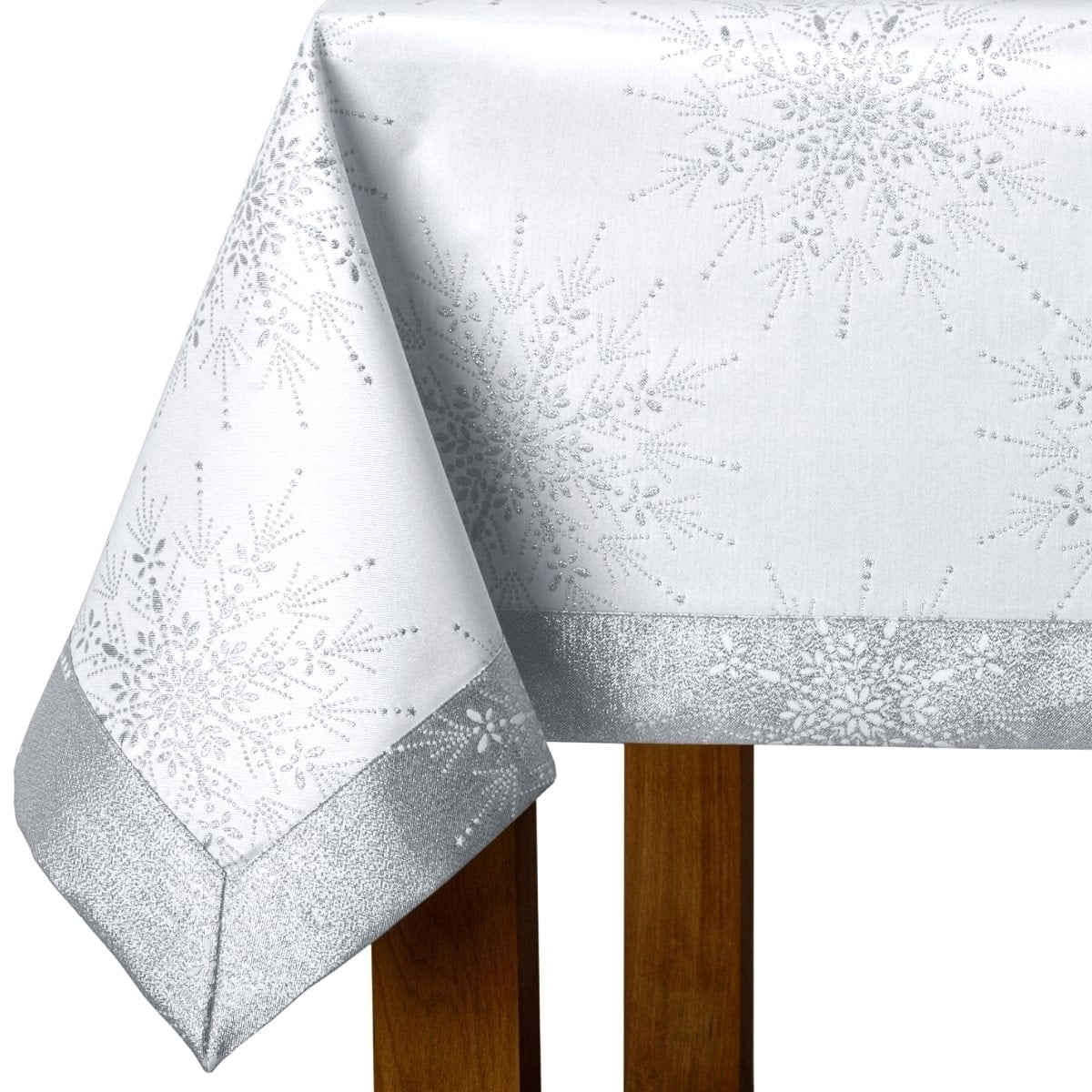 Obrus Srebrna Śnieżynka - 120x120 cm - srebrny