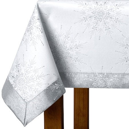 Obrus Srebrna Śnieżynka - 120x120 cm - srebrny