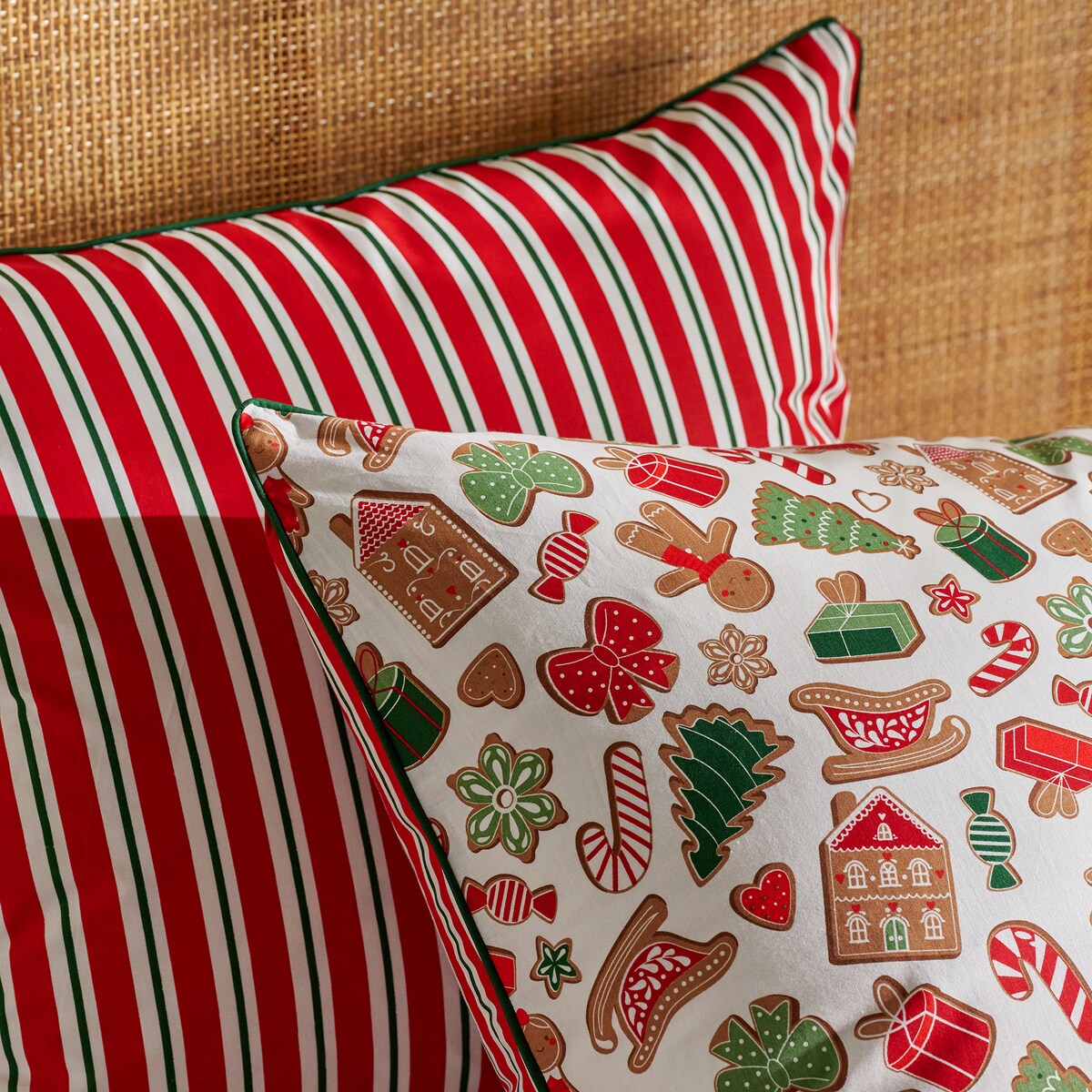 Pościel bawełniana z lamówką Ginno 160x200 cm z motywem piernika