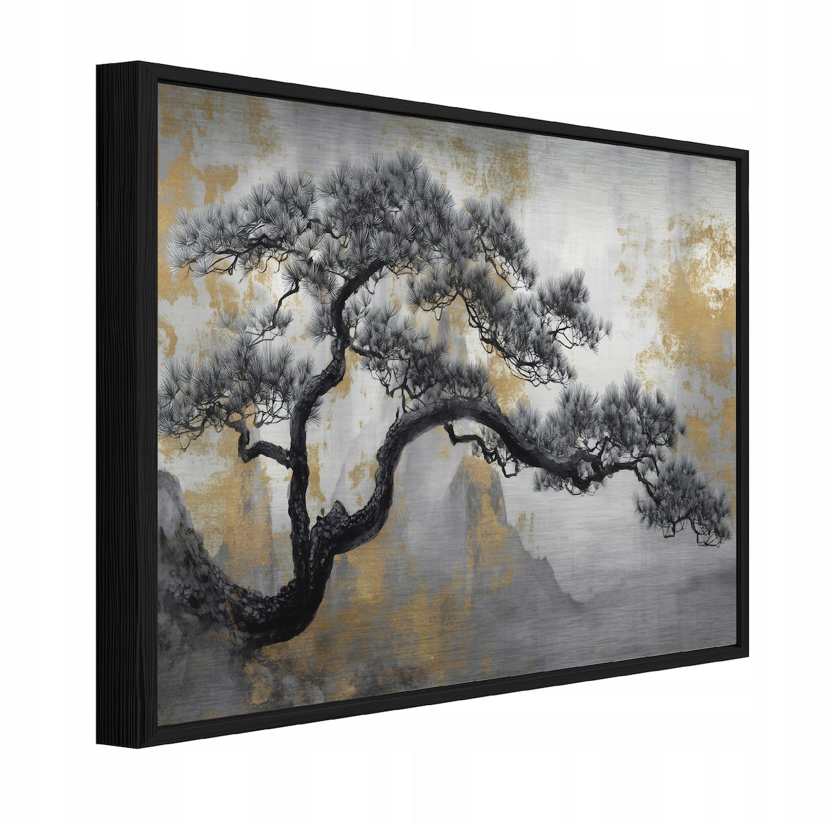 Obraz W Ramie Do Sypialni Salonu Na Metalu Drzewo Loft Beżowy 120x80