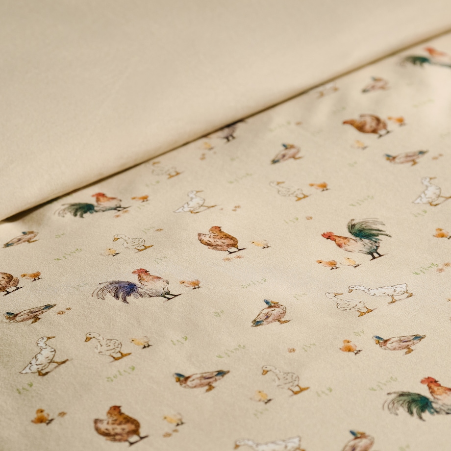 Pościel z bawełny satynowej Alti 200x220 cm z motywem kurczaka