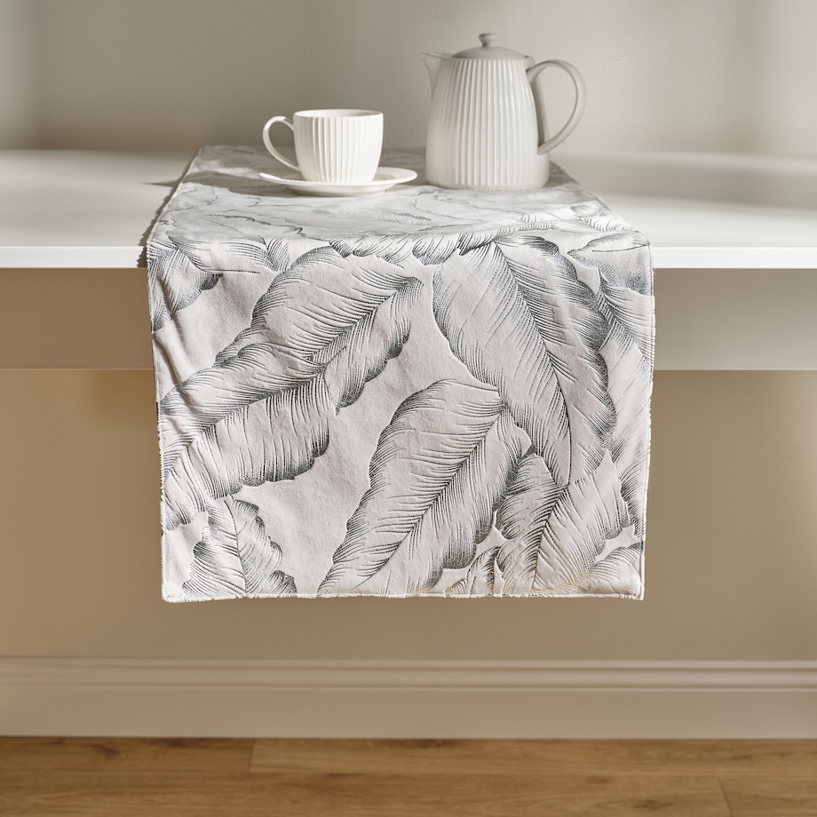 Bieżnik Welwetowy Foglare 40x180 cm z motywem liściastym