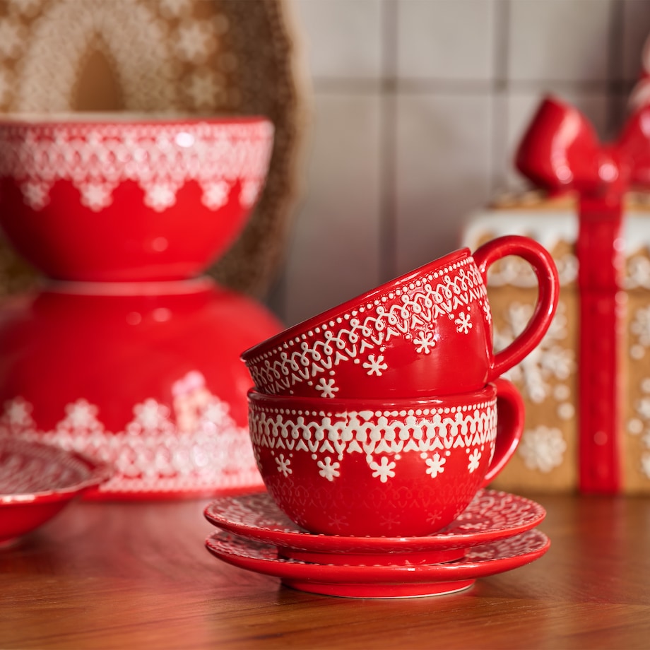 Filiżanka Ze Spodkiem Gingerjoy z motywem piernika