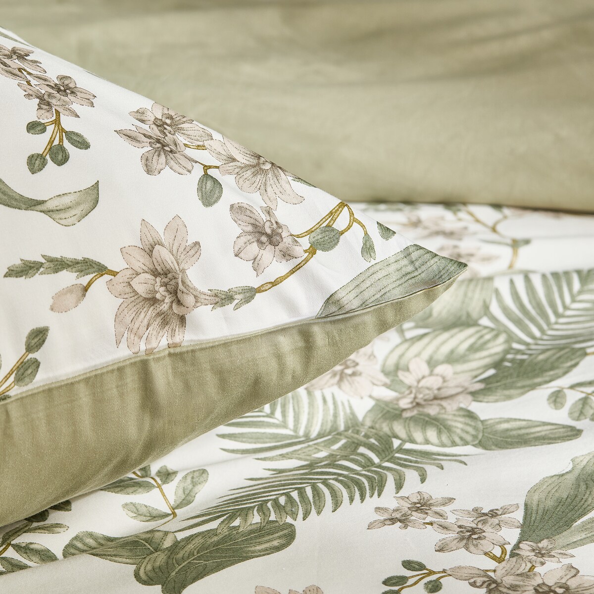 Pościel z bawełny satynowej Mirahob 200x220 cm z motywem roślinnym