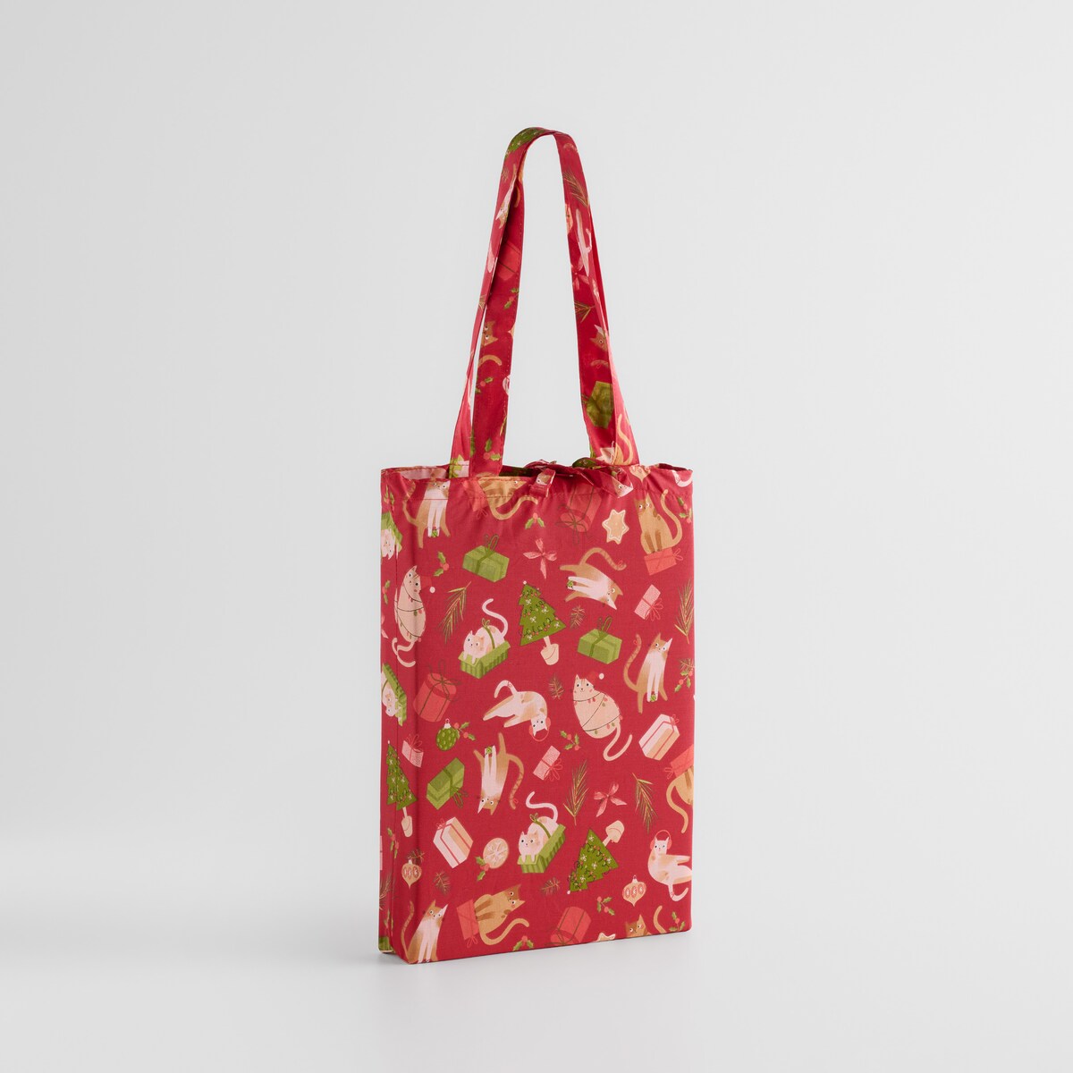 Pościel bawełniana z lamówką Miaoumas 200x220 cm z motywem choinki