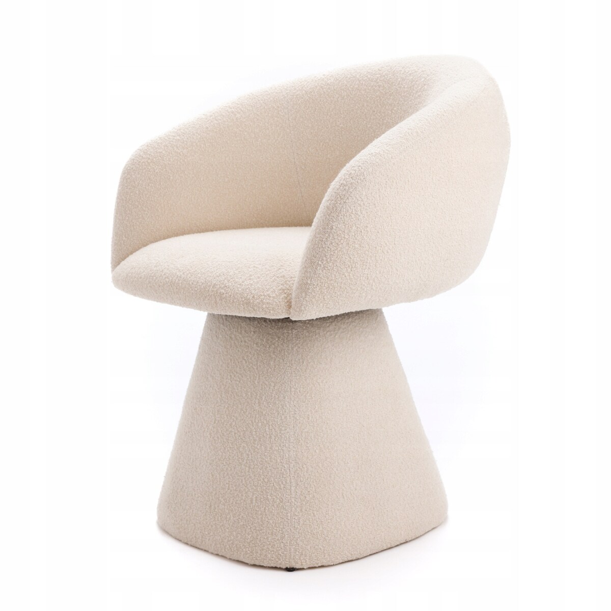 Fotel Obrotowy AUREO Krzesło do Salonu Białe BOUCLE Nowoczesny Designerski