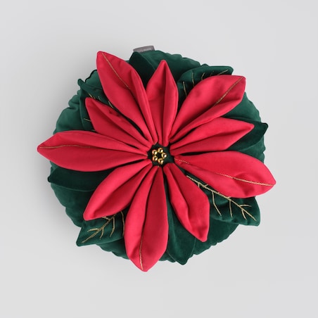 Poduszka Dekoracyjna Poinsetta z motywem gwiazdy betlejemskiej