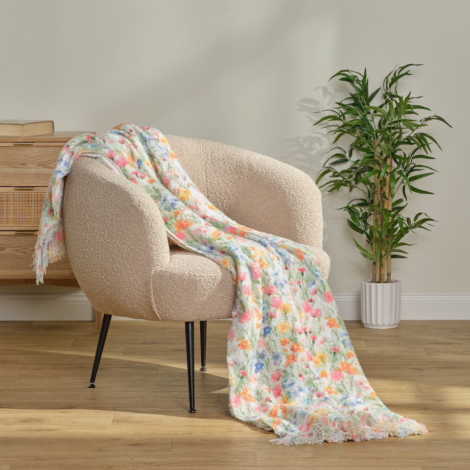 Wzorzysty koc Erfe 130x170 cm z wzorem kwiatowym