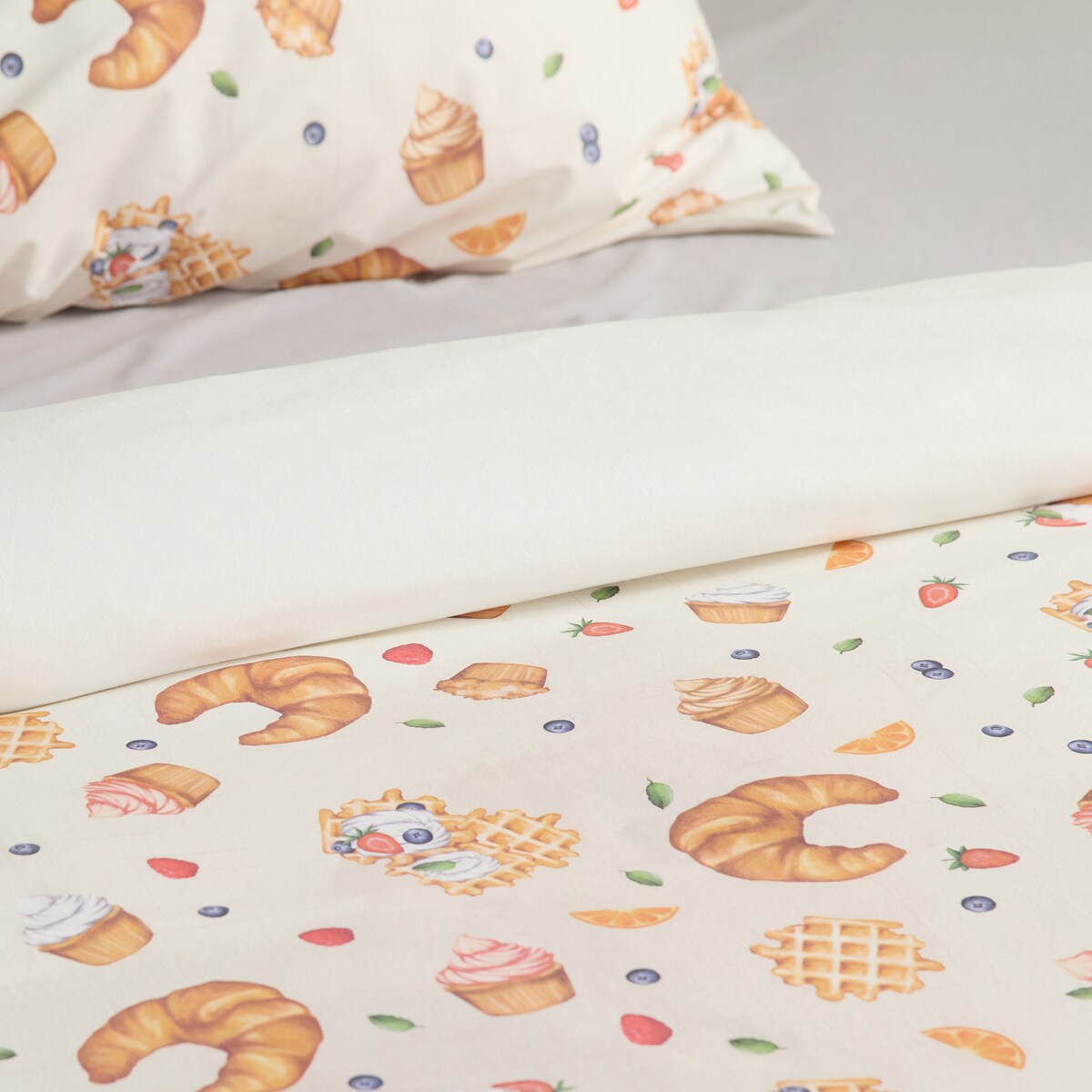 Pościel Bawełniana Brunchery 160x200 cm z motywem kulinarnym
