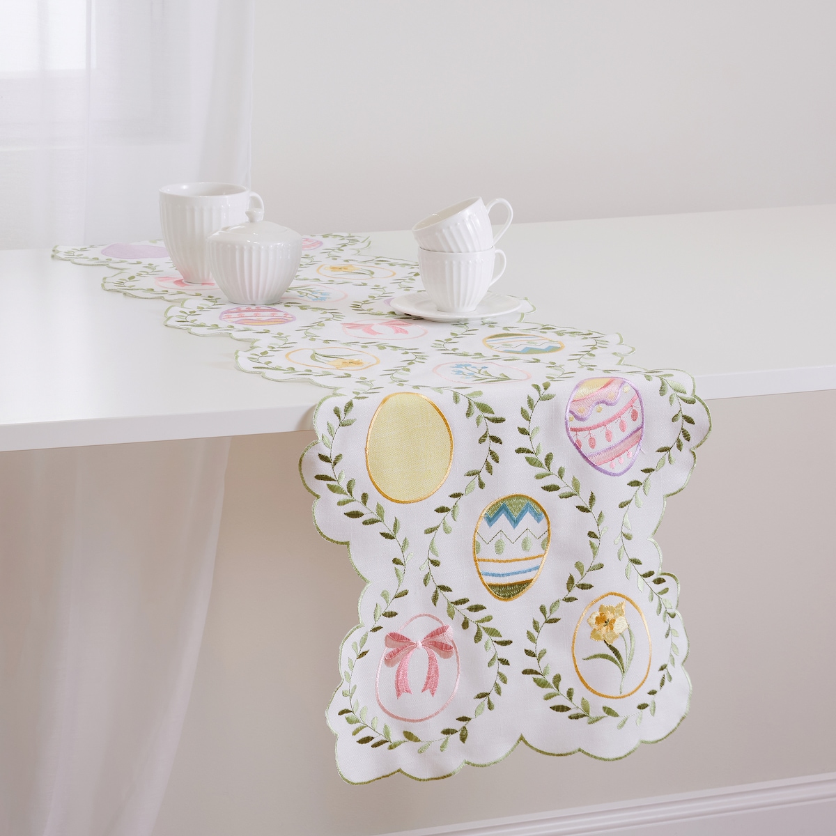 Bieżnik Haftowany Pisani 35x174 cm z motywem jajka