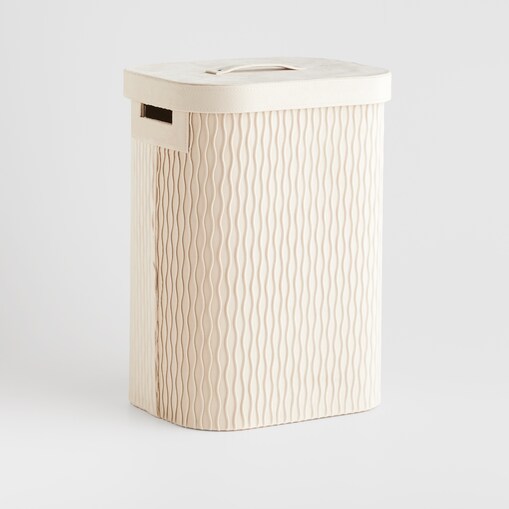 Welurowy kosz na pranie z przeszyciami rafael 65 l