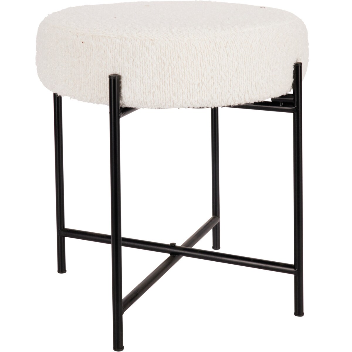 Taboret z obiciem bouclé KRUK, Ø 36 x 40 cm