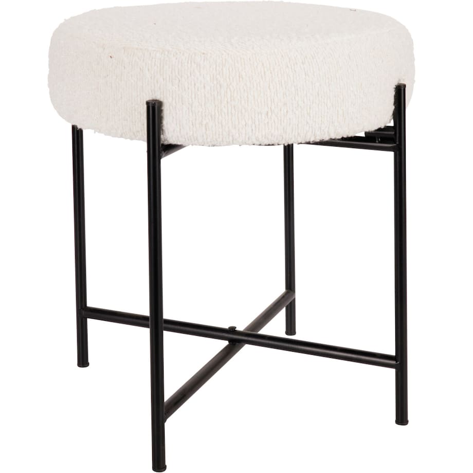 Taboret z obiciem bouclé KRUK, Ø 36 x 40 cm