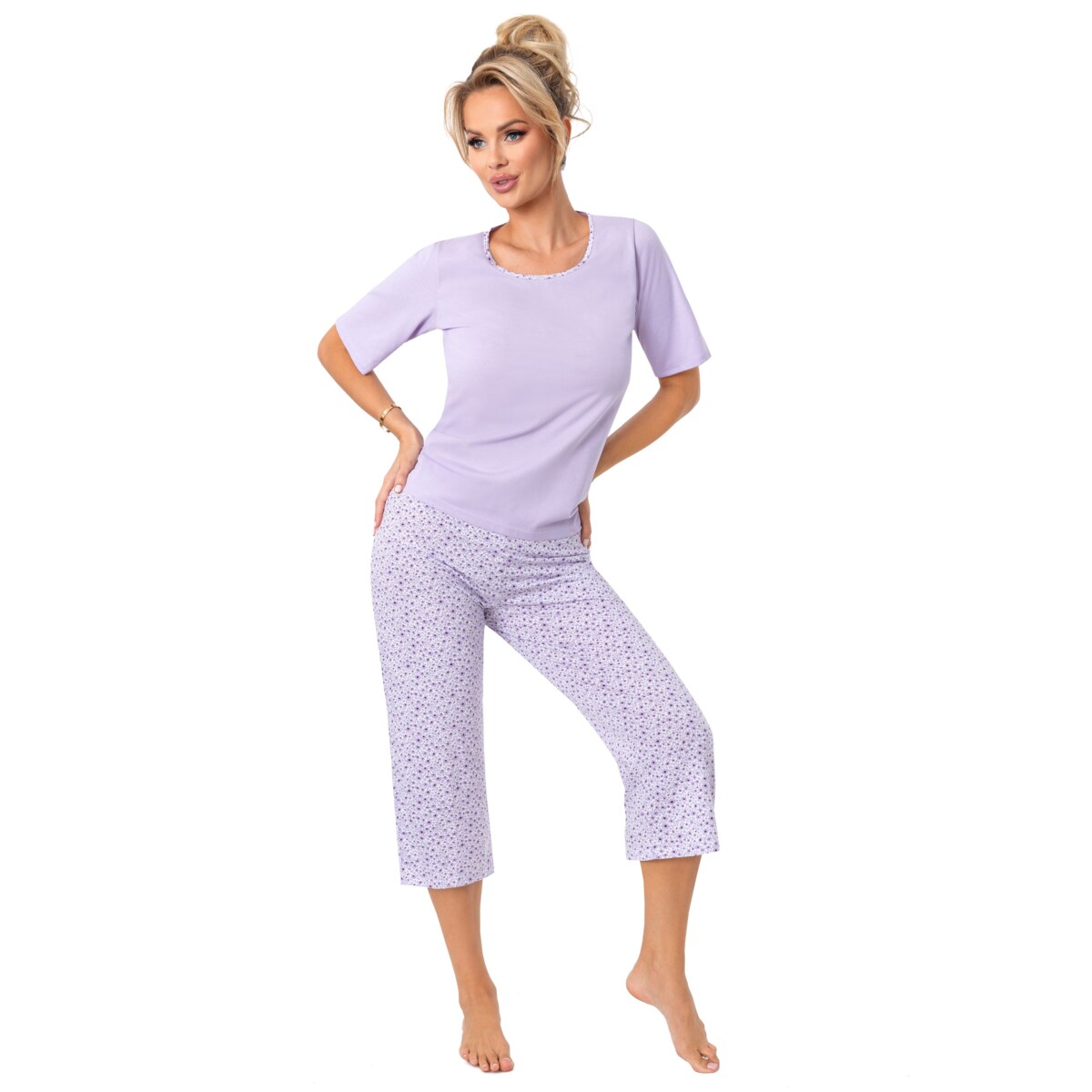 Piżama Fiorella 3/4 Liliowy, M