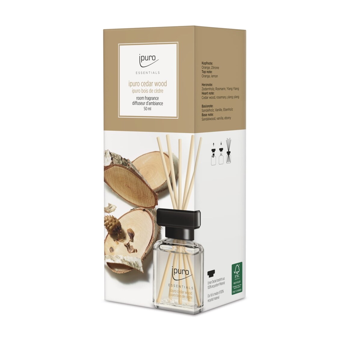 Dyfuzor zapachowy ipuro ESSENTIALS, Cedar Wood, 50 ml